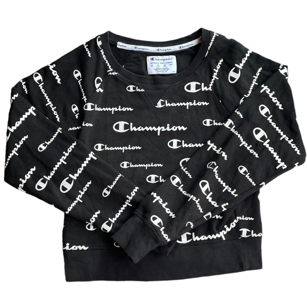 Champion Athleticwear Women’s Size XS Cropped Pullover Sweater Black & White✨